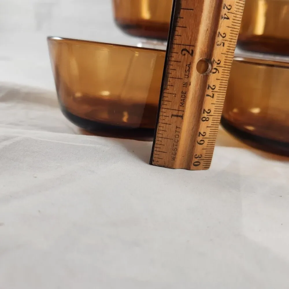 Set of 4 Vintage 1960s Anchor Hocking Amber 6 oz Glass Ramekins/Custard Cups